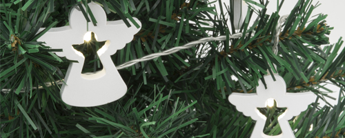 LED svietiaci reťazec, drevený anjel, 3,8m, 3V KLW 20 ANGEL