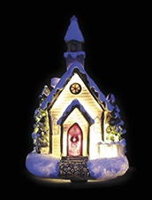 Vianočný kostolík na baterky 9,5x 8x7cm Teplá biela NOEL 30991 LED - polyrezin