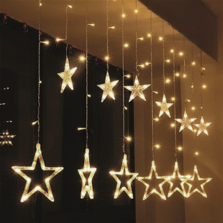 LED vianočné záves, hviezdy